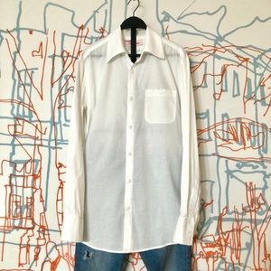 “Kimmiko” brand tunic-length poplin dress shirt